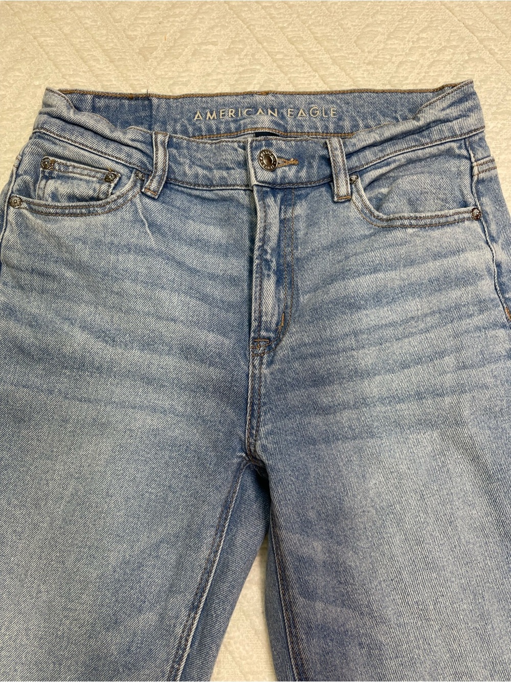 American Eagle Super High-Rise Straight Jeans Light Wash Stretch Size 0 - Picture 4 of 15